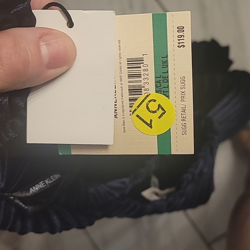 NWT Anne Klein Pleated Skirt Navy Blue Size Large Elastic Band - Picture 3 of 4